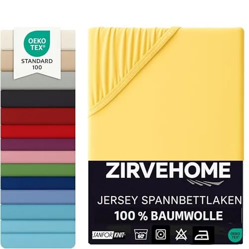 Spannbettlaken 70x140 cm Babybett Gelb – Jersey Bettlaken aus 100% Baumwolle – Kinderbett Spannbetttuch 70x140cm für Baby matratzen bis 15 cm Höhe – hautfreundlich & atmungsaktiv