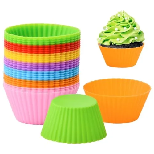 König Design Wiederverwendbare Muffinformen aus hochwertigem Silikon Umweltschonend Cupcakeförmchen BPA-Frei Backformen Muffinförmchen 16er-Set (Bunt)
