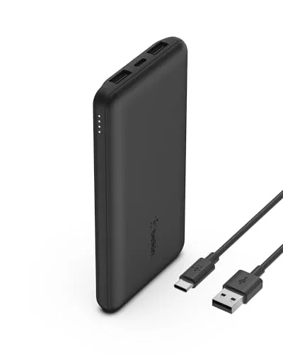 Belkin BoostCharge Power Bank 10.000mAh - Mobiler Energieprofi mit 40 Stunden Zusatzakku und 3-fach Ladekapazität in Schwarz