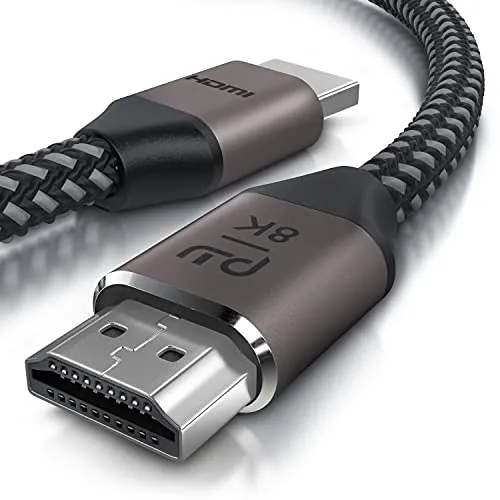 8k HDMI Kabel 2.1 UHD II – 8k @ 120 Hz mit DSC - 7680 x 4320 - 1m (Meter) - 2k 4k 8k Highspeed mit Ethernet – HDR eARC VRR ALLM - HDMI-Kabel 2.1 - Stoffummantelung - kompatibel zu Blu Ray PS4 PS5 Xbox