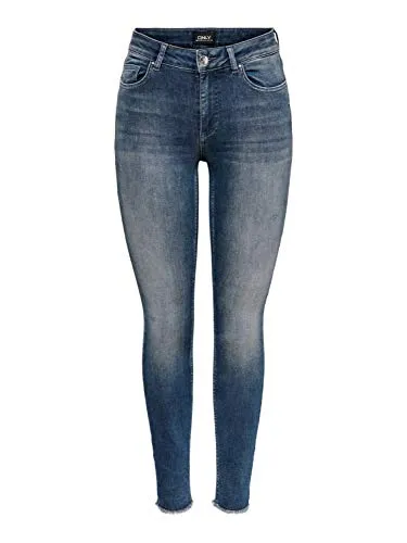 ONLY Damen Onlblush Life Mid Sk Ank Rw Rea422 Noos Hose, Special Blue Grey Denim - Modische Jeanshose für Damen, bequem und vielseitig kombinierbar für jeden Anlass.