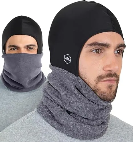 Tough Headwear Winter Neck Warmer w/Helmet Liner - Neck Gator for Warmth - Motorcycle Helmet Liner w/Neck Cover for Men