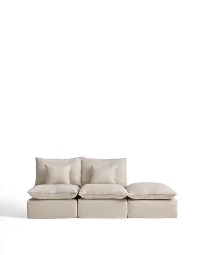 Anarela 2-Sitzer-Modularsofa Beige - Modernes 2-Sitzer-Modularsofa aus hochwertiger Viskose und Leinen. Ideal für den Innenbereich, bietet es hohen Sitzkomfort mit einer max. Belastung von 390 kg und stilvollem Design.