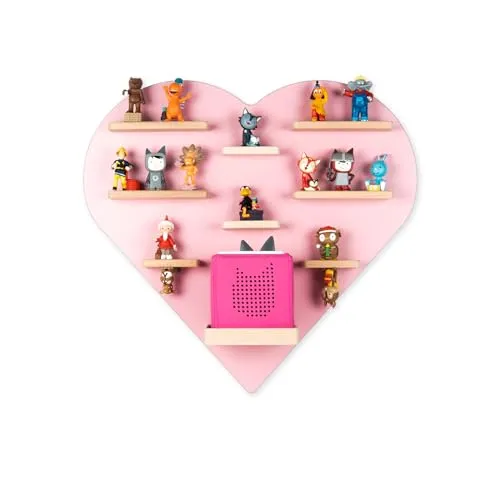 Boarti Kinder Regal Herz 2er Set in Rosa - für 26 Tonies - Kinderzimmerregale & -ablagen mit magnetischer Halterung für sicheren Halt der Tonies. Praktische und stilvolle Aufbewahrung für Ordnung und Deko-Highlight im Kinderzimmer.