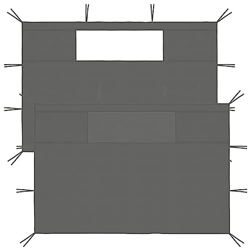 vidaXL Pavillon Seitenwand mit Fenstern - Pavillon-Seitenwand aus robustem 100% Polyester mit PVC-Fenstern, ideal für Partys und Schutz vor Mücken. Einfache Montage durch Bänder, Größe: 435 x 210 cm.