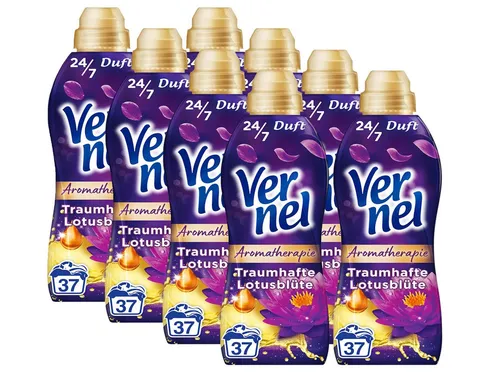 Vernel Aromatherapie Traumhafte Lotusblüte Weichspüler - Reinigungsmittel mit ätherischen Ölen für 24/7 Frische, in recycelbarer Flasche und ideal für die Waschmaschine.