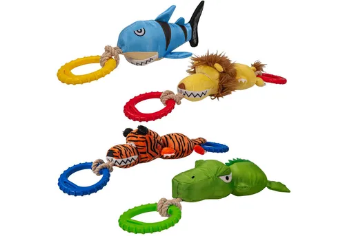 Kamelshopping Outdoor-Spielzeug für Hunde mit Quietschring - Buntes Hundespielzeug aus strapazierfähigem Polyester mit TPR-Ring und Quietscher – ideal für aktive Spielstunden im Freien.