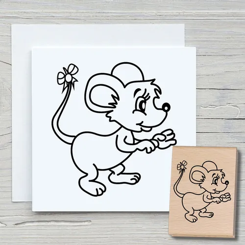 Stempel Kleine Maus - Motivstempel Holzstempel Scrapbooking Karten Nagetiere DIY