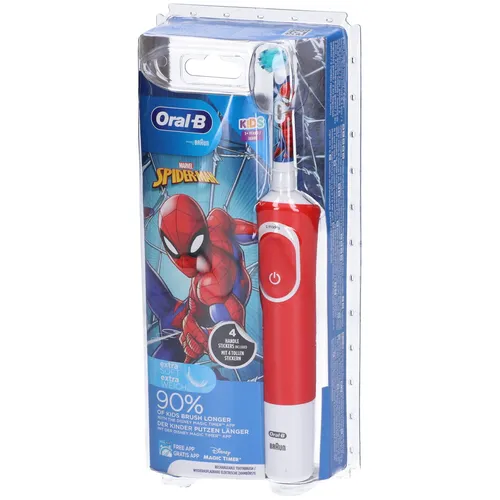 Oral-B Vitality 100 Kids Spiderman CLS (rot) - Zahnbürste für Kinder mit Spiderman-Design, sorgt für spielerisches Zähneputzen und fördert die Mundhygiene bei den Kleinen.