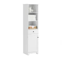 SoBuy Hochschrank BZR17 - Weißer Badezimmerschrank mit 3 offenen Fächern - Hochschrank mit variabel einsetzbaren Ablagen, ideal für Ihr Badezimmer. Pflegeleichte Oberfläche und einfache Montage machen ihn zum perfekten Stauraum.
