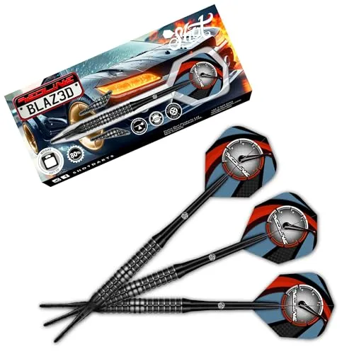 Shot! Redline Blazed Steeldarts 20g – 80% Tungsten Präzisionsdarts mit Schwarzer Titanbeschichtung
