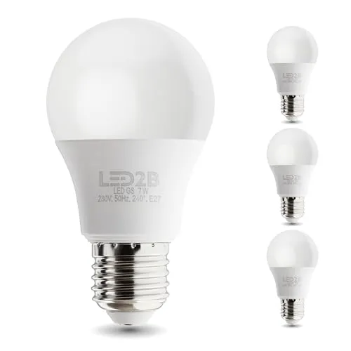 ekobi LED Glühbirne LED2B E27-Sockel GS 7W 600lm Birne, nicht dimmbar, Lichtverteilungswinkel: 270 Grad LED-Ersatz für eine Glühbirne 230 V 50Hz (Warmweiß (3000K), 3 Stück)