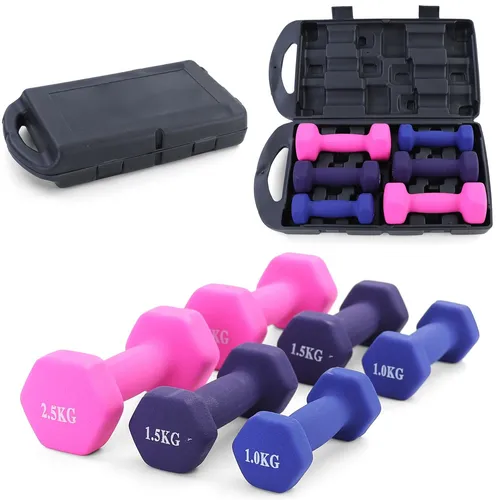 Vinyl Hantelset 10 kg - Kurzhanteln für Fitness und Aerobic - Kurzhanteln für Krafttraining, ideal für Aerobic und Reha, mit einem Gesamtgewicht von 10 kg für vielseitige Übungen.