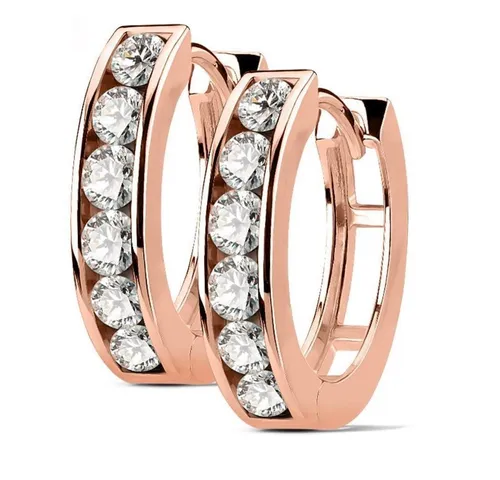 BUNGSA Creolen-Set rosegoldene Ohrringe Kristalle 4mm aus Edelstahl Damen (1 Paar (2 Stück), 2-tlg), Ohrschmuck Ohrringe