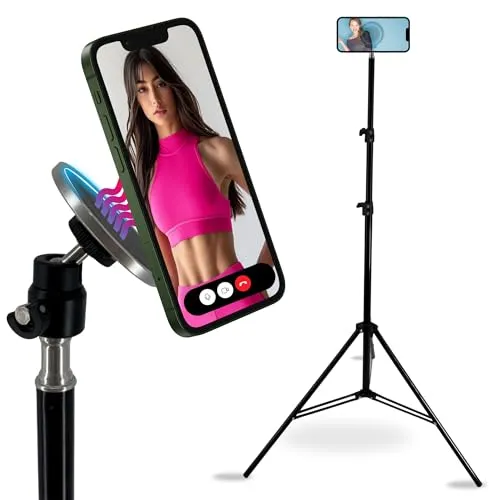 TronicXL Handy Stativ 210cm – Magnetische Smartphone Halterung - Handy-Stativ bis 210cm ausziehbar mit 360° Kugelkopf und sicherem Magnet für alle Smartphones. Ideal für Selfies, Live-Streams und mehr – einfach und praktisch!