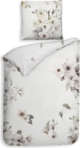 Heckett & Lane Satin Bettwäsche 135x200 Fai Off-White Kirschblüte - Hochwertige 2-teilige Mako-Satin Bettwäsche, pflegeleicht und hautfreundlich, ideal für erholsamen Schlaf.