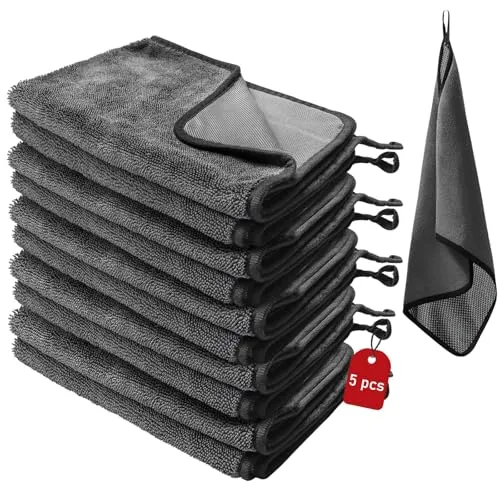 Aicharynic 5 Stück Trockentuch Dusche Ultra-Wipes Trockentücher, Super Saugfähig, Mikrofasertuch für Auto, Dusche & Bad, Fast Dry Trockentuch, Fusselfrei, Schnell Trocknend, 40x60cm Reinigungstuch