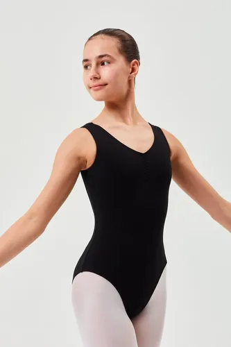 tanzmuster Body Kinder Ballettanzug Mona mit gerafftem Ausschnitt ärmellos