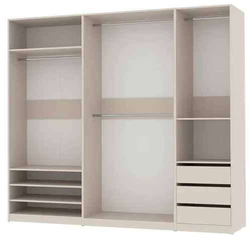 Marmex Möbel Kleiderschrank TRES SET L - Eckgarderobe mit 4 Kleiderstangen und 3 Schubladen, bietet viel Stauraum für Kleidung, ideal für Ankleidezimmer und moderne Wohnräume.