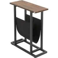 HOMCOM Beistelltisch - 49 x 19 x 55 cm - dunkelbraun - Couchtische: Kompakter Beistelltisch mit industriellem Look, ideal für kleine Räume und bietet zusätzlichen Stauraum mit praktischer Stofftasche.