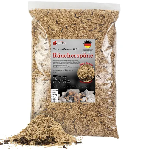 2,5kg Räucherspäne Buche mit Nelke fein 0,75-2mm Kalträuchern Grill Räuchermehl