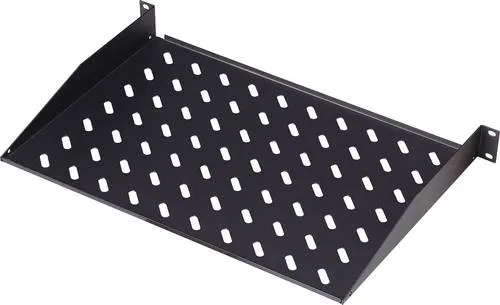 Digitus DN-19 TRAY-1-400-SW - 19 Zoll Geräteboden für Netzwerkschränke, stabil und platzsparend in elegantem Schwarz