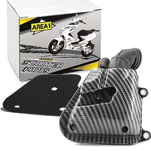 Area1 Luftfilterkasten + Carbon-Look Luftfilter für 50ccm 2Takt Roller - Motorrad-Luftfilter, Erstausrüster-Qualität, ideal als kostengünstiges Ersatzteil, einfach zu reinigen und passend für viele Modelle wie Aerox und CPI Hussar.