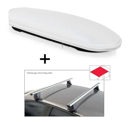 Dachbox VDPMAA460 460 Liter weiß abschließbar + Dachträger VDP Delta kompatibel mit für Toyota Prius +/Prius v/Prius ? (5 Türer) ab 2015