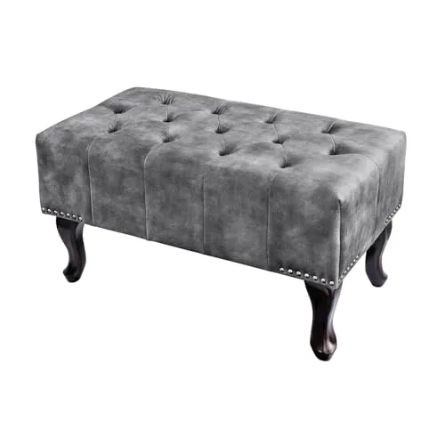 Riess Ambiente Design Sitzhocker Chesterfield 80cm grau Samt