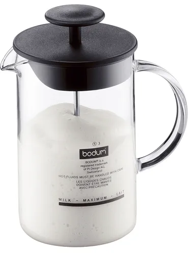 Bodum Latteo Milchschäumer 0,25 l mit Glasgriff schwarz