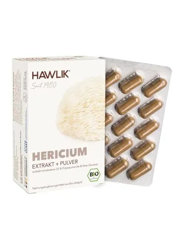 BIO HERICIUM Extrakt+Pulver Kapseln 60 St - Nahrungsergänzungsmittel mit hochdosiertem Hericium-Extrakt zur Unterstützung der geistigen Gesundheit und Konzentration.
