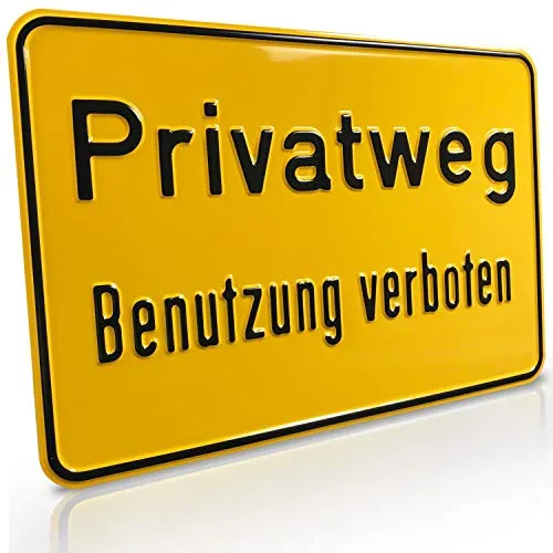 Betriebsausstattung24 Hinweisschild „Privatweg Benutzung verboten“ - Zur Grundbesitzkennzeichnung - Weg- & Straßenkennzeichnung - Aluminium - Signalgelb