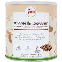 For You Eiweiss Power Schoko - Hochwertiges Proteinpulver - Sportnahrung mit 80% Proteinanteil, leicht verdaulich und laktosearm. Ideal zur Unterstützung beim Abnehmen und für Sportler, dank wertvoller Aminosäuren und Vitamine.