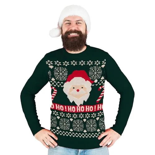 United Labels Weihnachtspullover Weihnachtsmann für Herren, Grün