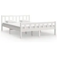 Massivholzbett Weiß 150x200 cm - Betten für Erwachsene, modernes Design aus massivem Holz, ideal für eine gemütliche Schlafumgebung und Langlebigkeit.