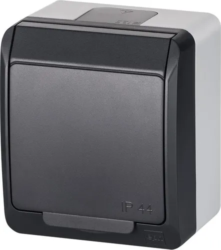 Aufputz AP Schuko einfach Steckdose IP44 Farbe Anthrazit Feuchtraum HERMES