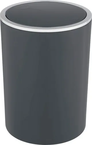 Wenko Mülleimer Inca, anthrazit - Kosmetikeimer aus hochwertigem Kunststoff mit sanftem Schwingdeckel, ideal für Bad, Küche oder Büro. Leicht zu reinigen dank abnehmbarem Deckel und glänzender Oberfläche.