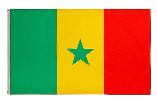 PHENO FLAGS Senegal Flagge 90x150cm - wetterbeständige Fahne mit Messingösen, 100% Polyester, robuste Doppelnaht & in lebendigen Farben - ideal für Flaggen-Liebhaber