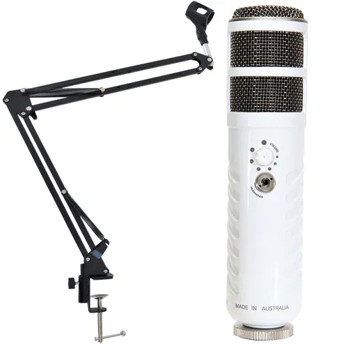 RØDE Podcaster MKII USB Mikrofon mit Gelenkarm-Stativ - Professionelles USB-Mikrofon für Podcasts und Streaming, Plug and Play, mit hochwertiger Klangqualität und integriertem Kopfhörerausgang. Ideal für Sprach- und Gesangsaufnahmen.
