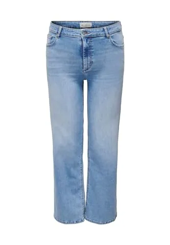 ONLY CARMAKOMA Damen CARWILLY HW Wide DNM TAI006 NOOS Weite Jeans, Light Blue Denim - Stylische weite Jeans für Damen in Light Blue Denim, mit Gürtelschlaufen und 5-Taschen System, ideal für einen lässigen Look.