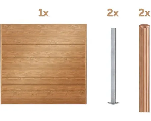 Zaun Set ALBERTS Palitio 2 m x 180 cm mit 15 cm Profilhöhe in Hellbraun - Hochwertiges Zaun Set zum Aufschrauben, ideal für Garten- und Grundstücksbegrenzungen, bietet Stabilität und ansprechendes Design.