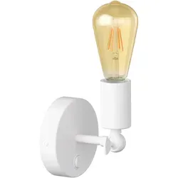 ledscom.de Vintage E27 Wand-Leuchte FETRO mit Schalter, weiß, schwenkbar, inkl. E27 Lampe Retro gold, extra-warmweiß 489lm