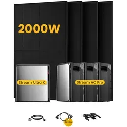 EcoFlow Stream Ultra X All-in-One Speicher für Balkonkraftwerke - Solaranlagen mit 4 x 500 JA Solar Bifazialen Modulen – sparen Sie bis zu 1.993 € jährlich an Stromkosten und profitieren Sie von einer zuverlässigen Energieversorgung rund um die Uhr.