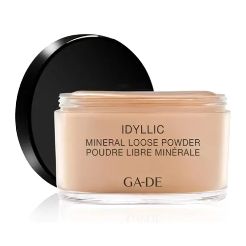 GA-DE IDYLLIC MINERAL LOOSE POWDER FOUNDATION - Luxuriöses Mineralpuder für ein makellos natürliches Finish, ideal für alle Hauttypen und mit antioxidativem Schutz durch Olivenölextrakte.