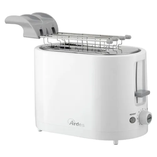 Ardes ARTOAST01 Weißer Toaster 2 Scheiben 750W - Toaster für 2 Scheiben mit 7 Bräunungsstufen und Timer, ideal für perfektes Toasten und einfaches Aufwärmen von Brot. Elegantes Design und praktische Funktionen machen ihn zur perfekten Ergänzung für Ihre Küche.