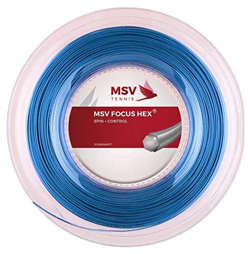 MSV Saitenrolle Focus-HEX, Hellblau, 200 m - Tennissaiten - Hochwertige (Co-)Polyester-Saitenrolle mit Monofil-Aufbau für optimale Spielkontrolle und Langlebigkeit.