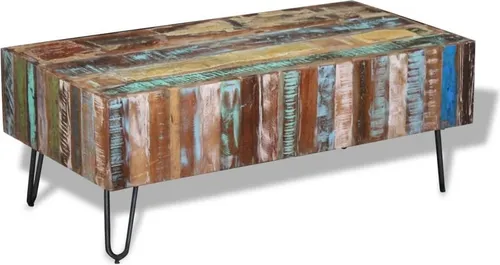 The Living Store Couchtisch Altholz 100x50x38 cm – Einzigartiges Design