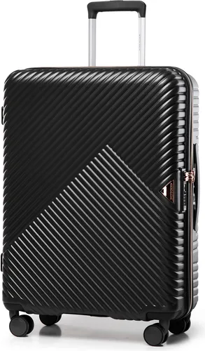 WITTCHEN GL Style Line | Mittlerer Hartschalen Reisekoffer in Schwarz - Koffer aus strapazierfähigem Polycarbonat mit 4 leisen Doppelrollen und TSA-Zahlenschloss für sicheres Reisen.