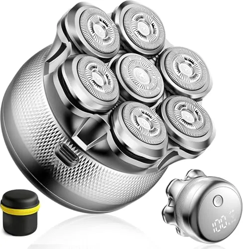 Singphere 7D Glatzen Rasierer Herren, Wiederaufladbarer Kabelloser Skull Shaver, Nass- und Trocken Glatzenrasierer, Elektrischer Rasierer mit Flexiblem Kopf und Magnetischem Klingenkopf