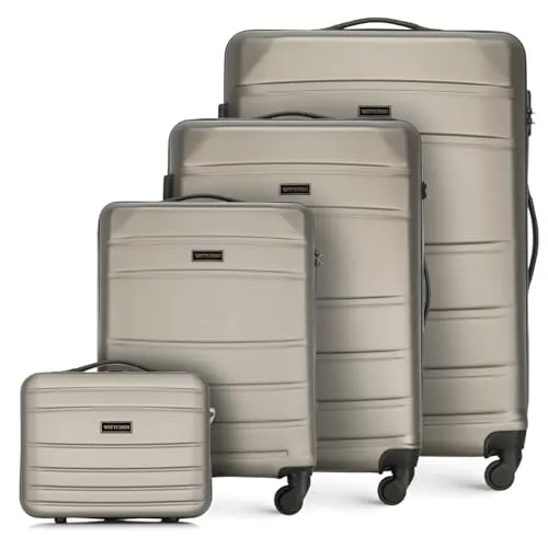 WITTCHEN Koffer-Set 4tlg. Trolley Koffer Reisekoffer - 4-teiliges Reisekofferset aus robustem ABS mit 4 Rollen und Kombinationsschloss, ideal für stilvolle und organisierte Reisen, inklusive praktischer Kosmetiktasche.